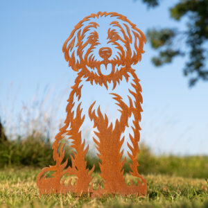 Labradoodle geroest steelhouet grondsteker eigen ontwerp