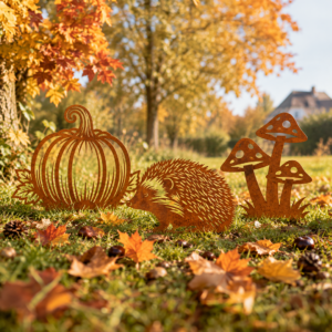 Combideal Vrolijke herfstset Steelhouet roest Egel paddestoel pompoen